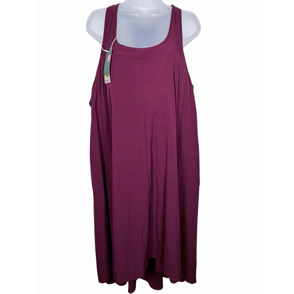 Halara Breezeful Racerback Dress 1X Burgundy Shift Stretch Lounge Summer